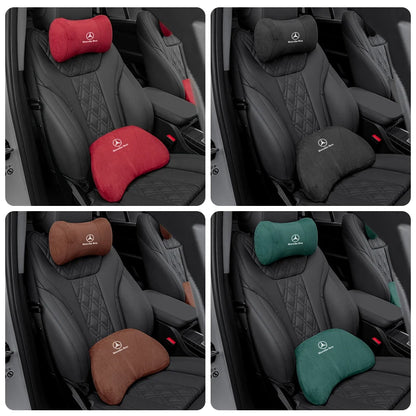 Suede Headrest Car Breathable Memory Foam Neck Pillow For Benz AMG W203 W206 W220 W205 W211 W212 W201 W210 W108 W168 GLC W176