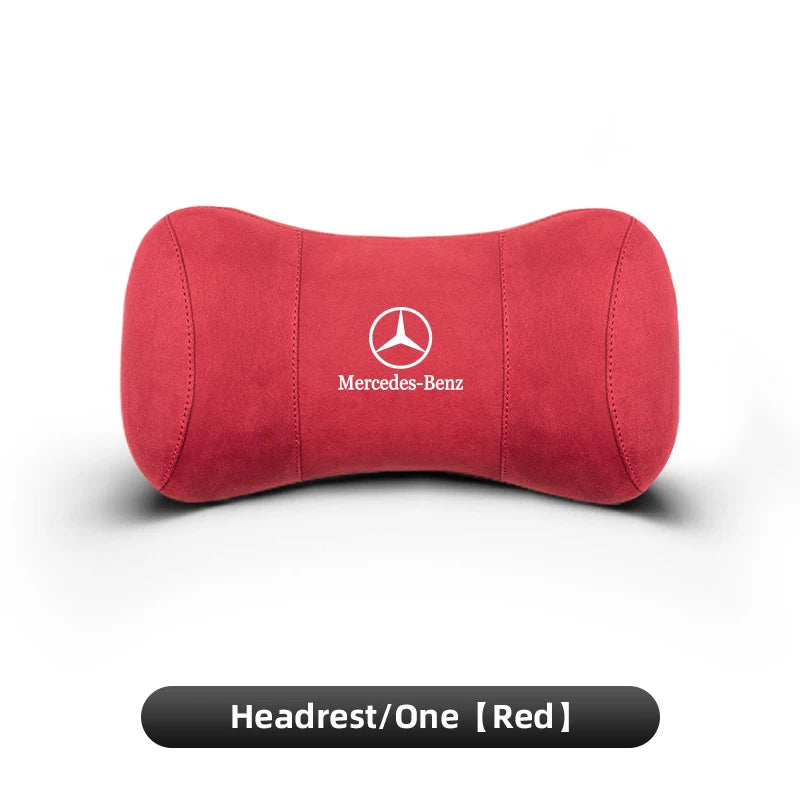 Suede Headrest Car Breathable Memory Foam Neck Pillow For Benz AMG W203 W206 W220 W205 W211 W212 W201 W210 W108 W168 GLC W176