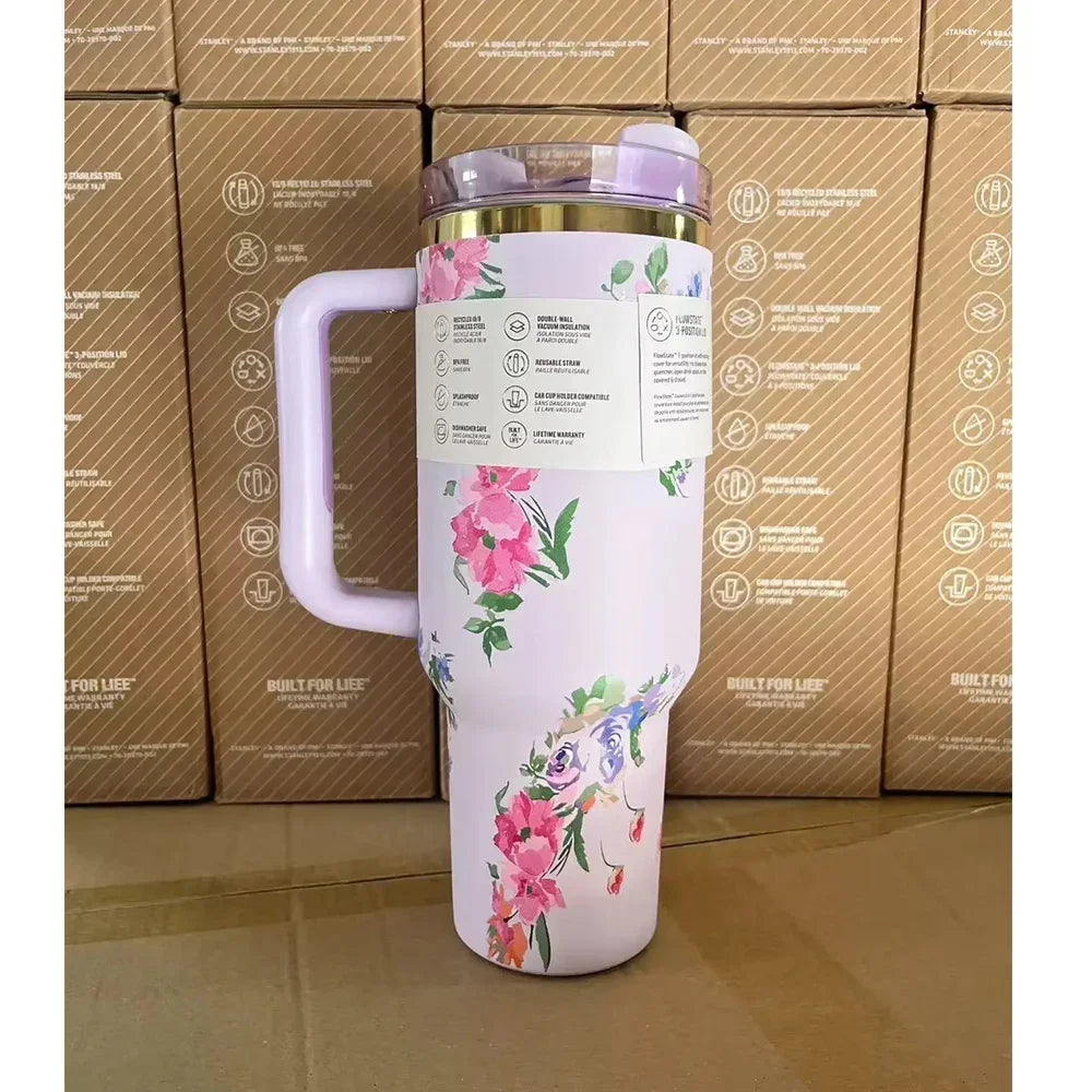 2025 New Hot 40Oz Stainless Steel Vacuum Flask Insulated Tumbler Cup with Lid and Straw Large Capacity for Travel Outdoor