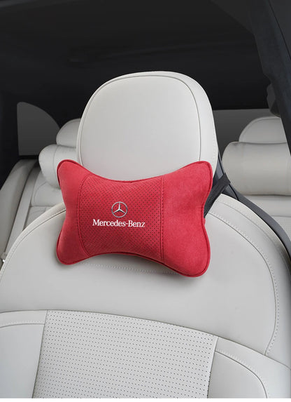 Suede Headrest Car Breathable Memory Foam Neck Pillow For Benz AMG W203 W206 W220 W205 W211 W212 W201 W210 W108 W168 GLC W176