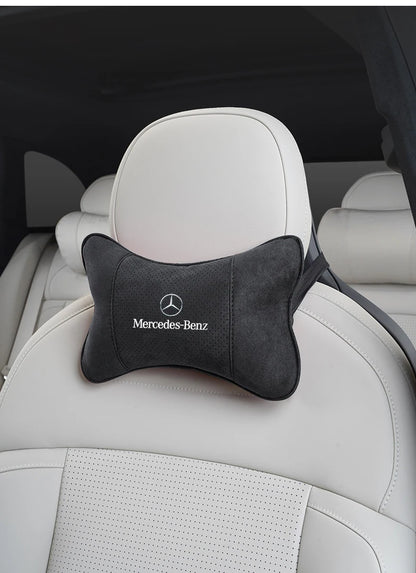 Suede Headrest Car Breathable Memory Foam Neck Pillow For Benz AMG W203 W206 W220 W205 W211 W212 W201 W210 W108 W168 GLC W176