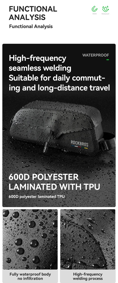 ROCKBROS ROAD TO SKY Bicycle Bags Magnetic Lid Top Tube Bag Waterproof Suction Front Bag Mobile Phone Bag