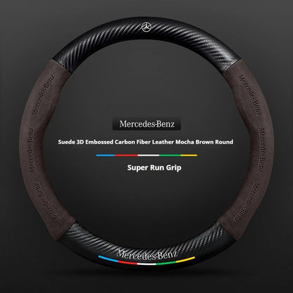 For Mercedes-Benz A B C E V R-Class C43 CLA GLA GLB GLC GLK SLK SL Vito ML Car Suede Carbon fiber Anti-slip Steering Wheel Cover