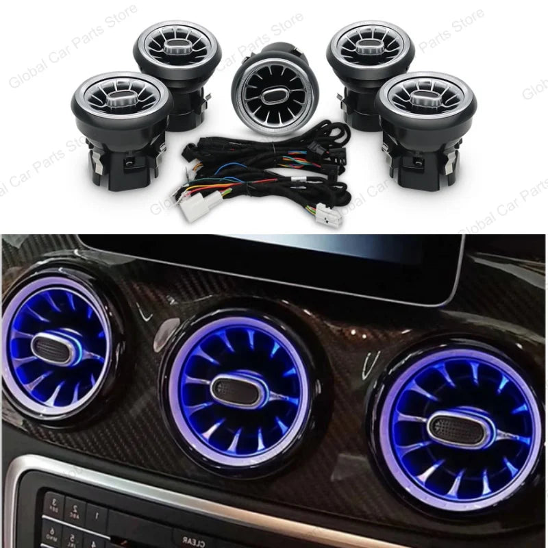 For Mercedes-Benz A CLA GLA W176 W117 W156 Led Car Air Vents Turbine Nozzle 12/64 Colors Ambient Light Kit Colors Vents Car Part
