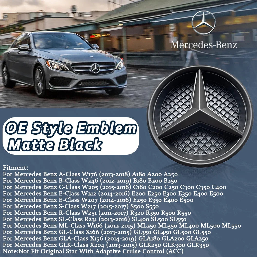 Glossy Black OE Style Car Front Grille Star Emblem Logo For Mercedes Benz W176 W246 W205 W212 W207 W217 W251 R231 W166 X166 X204