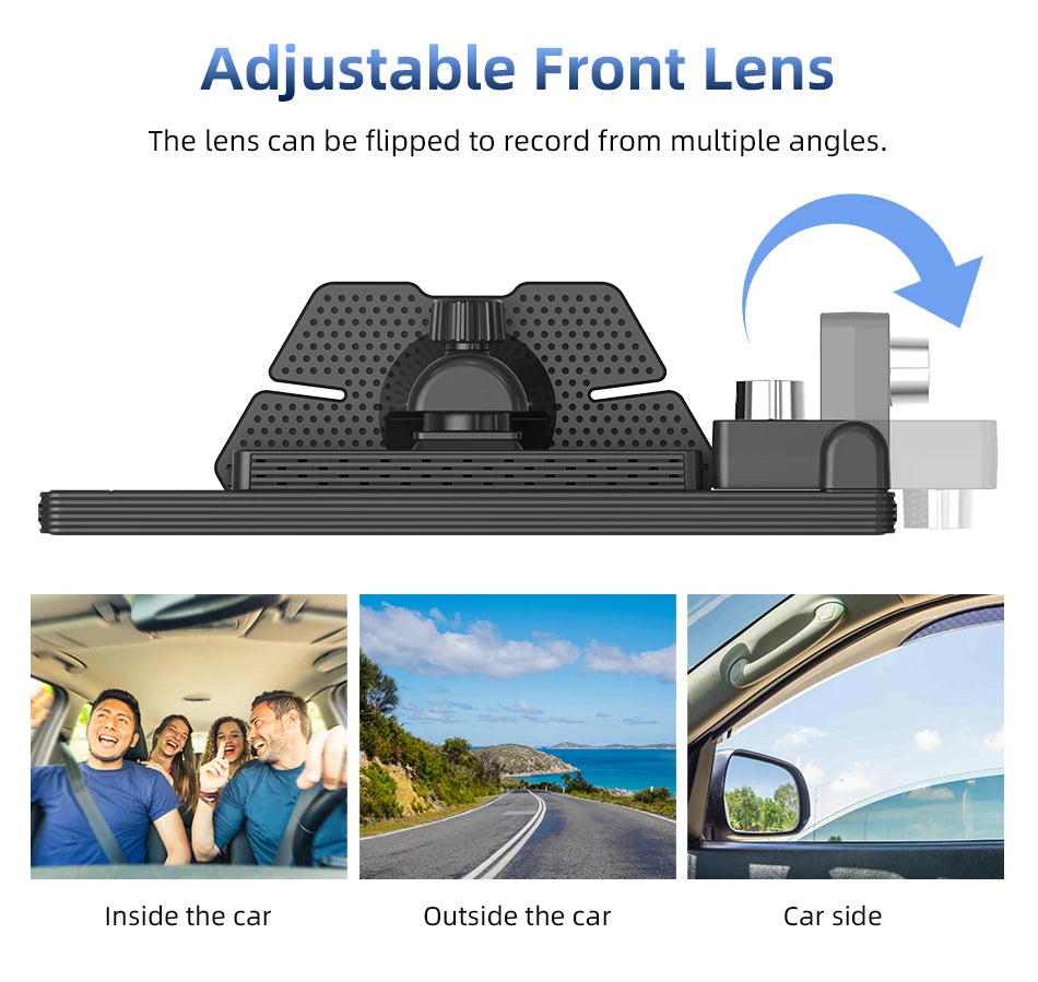 10.26 Inch Carplay & Android Auto 4K 2160P Wifi Dash Cam Rearview Camera Mirror Car DVR GPS Navigation Dual Lens Video Recorder