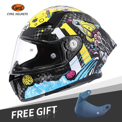 Motorcycle Carbon Fiber Full Face Street Bike Motorbike Helmets Lightweight Racing Helmet DOT ECE Approved CYRIL Casque Moto