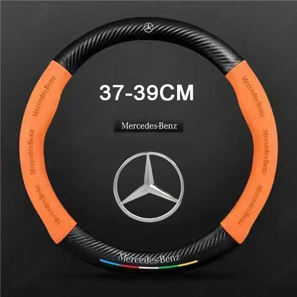 For Mercedes-Benz A B C E V R-Class C43 CLA GLA GLB GLC GLK SLK SL Vito ML Car Suede Carbon fiber Anti-slip Steering Wheel Cover