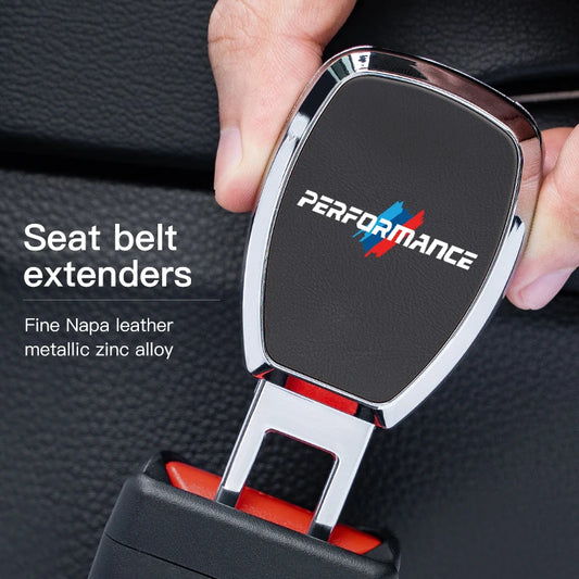Car Interior Seat Belt Extender Leather Safety Strap Plug For BMW Performance X1 X2 X3 X5 X7 E70 E46 E90 E92 E60 E39 E36 E87 E53