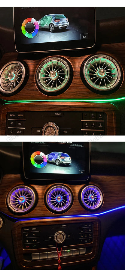 For Mercedes-Benz A CLA GLA W176 W117 W156 Led Car Air Vents Turbine Nozzle 12/64 Colors Ambient Light Kit Colors Vents Car Part