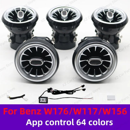 For Mercedes-Benz A CLA GLA W176 W117 W156 Turbine Air Vent Ambient Light Kit 12/64 Colors Air Vents Car Parts