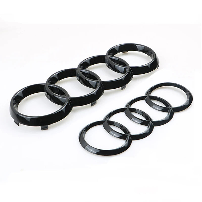 4 Rings Logo ABS Chrome Black Car Front Hood Emblem Bonnet Badge Rear Trunk Badge For Audi A3 A4 A5 A6 A7 A1 Q2 Q3 Q5 Q7 Q8 TT