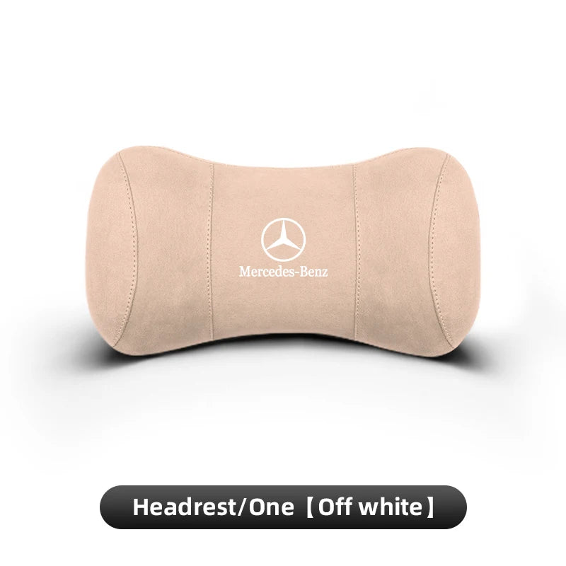 Suede Headrest Car Breathable Memory Foam Neck Pillow For Benz AMG W203 W206 W220 W205 W211 W212 W201 W210 W108 W168 GLC W176