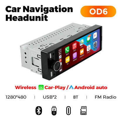 1DIN Universal MP5 6.86-Inch Car Radio Support Wireless Carplay Android AUTO AUX USB SWC BT Touch Screen Multimedia Video Player