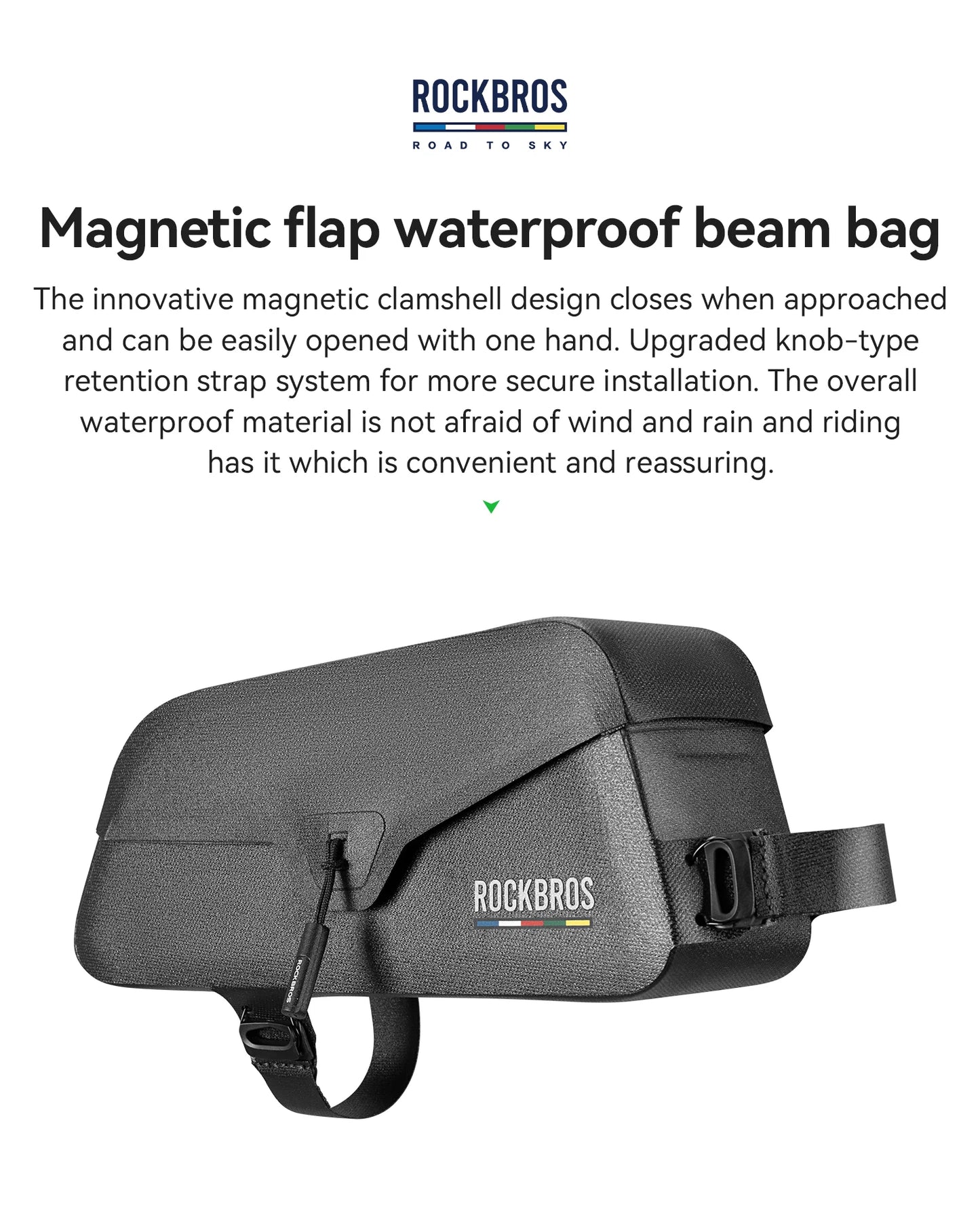 ROCKBROS ROAD TO SKY Bicycle Bags Magnetic Lid Top Tube Bag Waterproof Suction Front Bag Mobile Phone Bag
