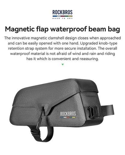 ROCKBROS ROAD TO SKY Bicycle Bags Magnetic Lid Top Tube Bag Waterproof Suction Front Bag Mobile Phone Bag