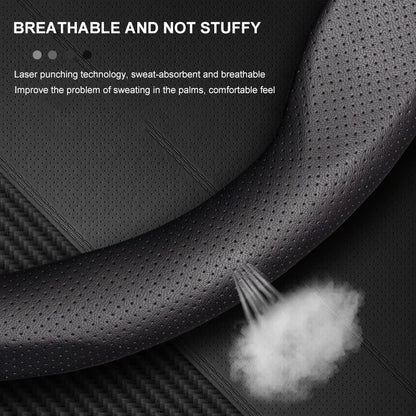 For Mercedes CLA GLA GLB GLE A B C E Class W203 W206 W205 W211 W212 W201 W210 Carbon Fiber Leather Car Logo Steering Wheel Cover