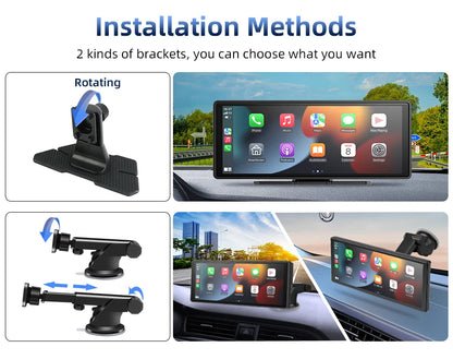 10.26 Inch Carplay & Android Auto 4K 2160P Wifi Dash Cam Rearview Camera Mirror Car DVR GPS Navigation Dual Lens Video Recorder