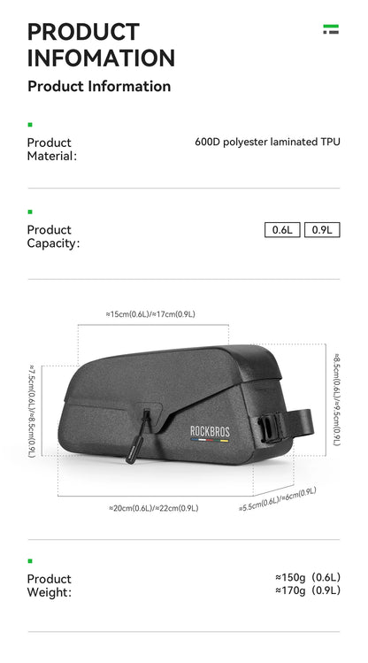 ROCKBROS ROAD TO SKY Bicycle Bags Magnetic Lid Top Tube Bag Waterproof Suction Front Bag Mobile Phone Bag