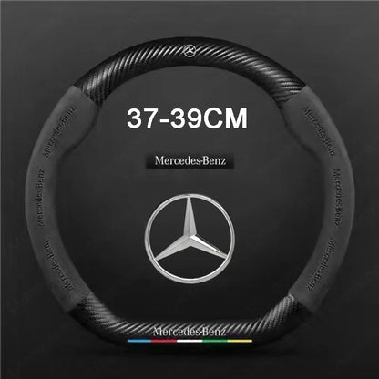 For Mercedes-Benz A B C E V R-Class C43 CLA GLA GLB GLC GLK SLK SL Vito ML Car Suede Carbon fiber Anti-slip Steering Wheel Cover