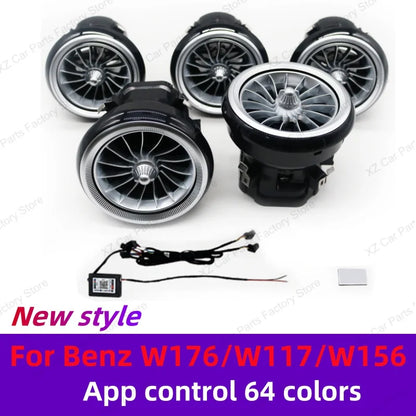 For Mercedes-Benz A CLA GLA W176 W117 W156 Turbine Air Vent Ambient Light Kit 12/64 Colors Air Vents Car Parts