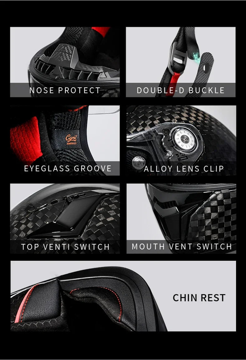 Motorcycle Carbon Fiber Full Face Street Bike Motorbike Helmets Lightweight Racing Helmet DOT ECE Approved CYRIL Casque Moto