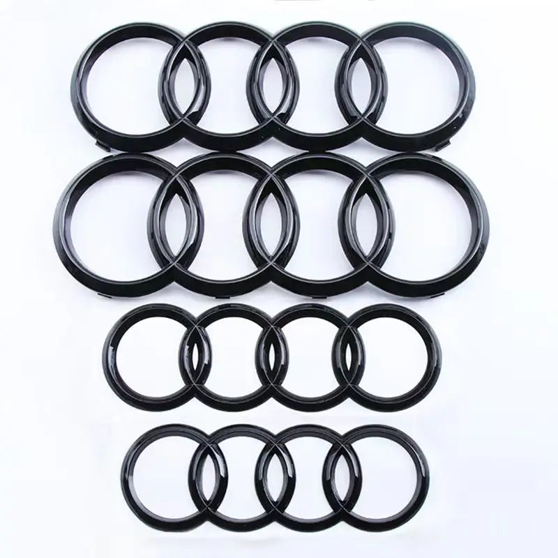 4 Rings Logo ABS Chrome Black Car Front Hood Emblem Bonnet Badge Rear Trunk Badge For Audi A3 A4 A5 A6 A7 A1 Q2 Q3 Q5 Q7 Q8 TT