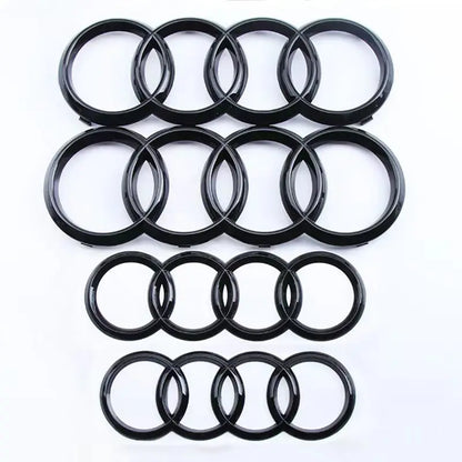 4 Rings Logo ABS Chrome Black Car Front Hood Emblem Bonnet Badge Rear Trunk Badge For Audi A3 A4 A5 A6 A7 A1 Q2 Q3 Q5 Q7 Q8 TT