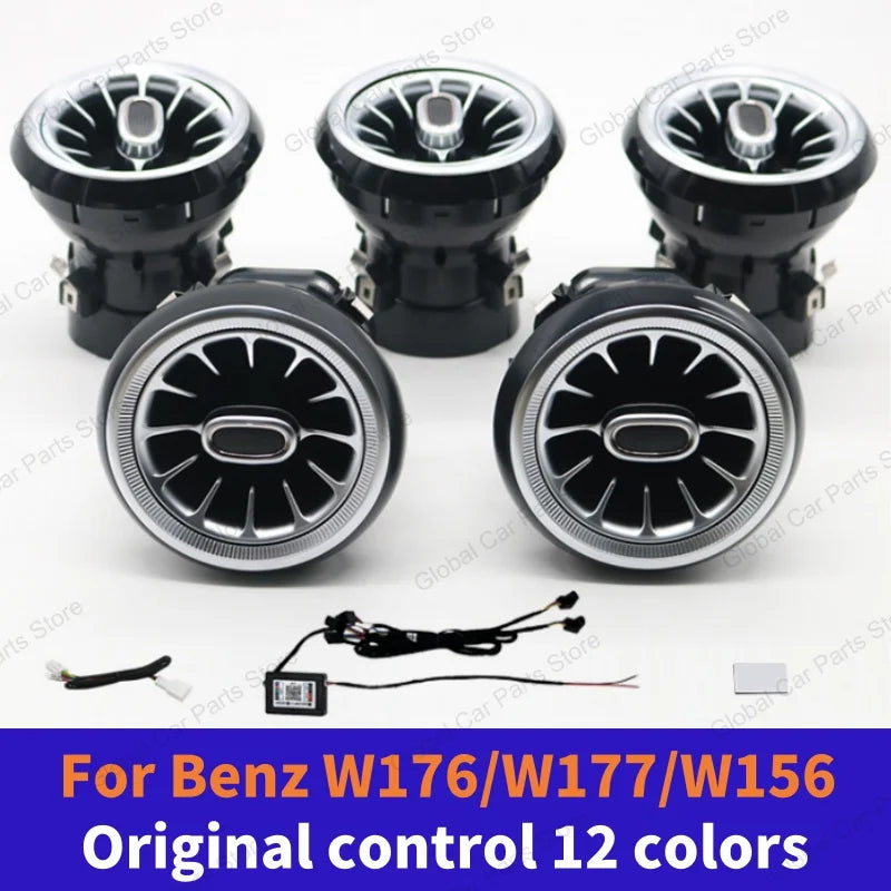 For Mercedes-Benz A CLA GLA W176 W117 W156 Led Car Air Vents Turbine Nozzle 12/64 Colors Ambient Light Kit Colors Vents Car Part