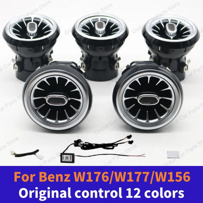 For Mercedes-Benz A CLA GLA W176 W117 W156 Led Car Air Vents Turbine Nozzle 12/64 Colors Ambient Light Kit Colors Vents Car Part
