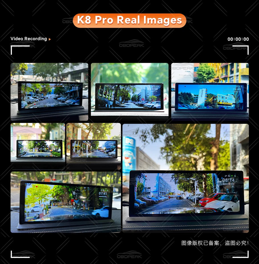 K8 Pro 11.3"  Touch Screen Car Camera 5K Dash Cam GPS 5G WiFi Wireless CarPlay & Android Auto Loop Recording GPS Navigation DVR