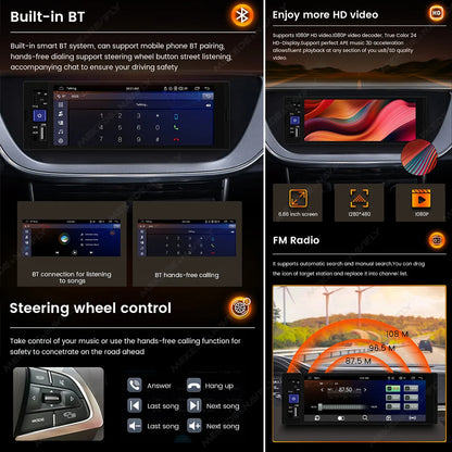1DIN Universal MP5 6.86-Inch Car Radio Support Wireless Carplay Android AUTO AUX USB SWC BT Touch Screen Multimedia Video Player