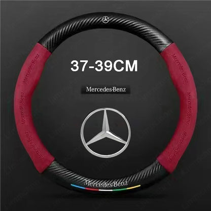 For Mercedes-Benz A B C E V R-Class C43 CLA GLA GLB GLC GLK SLK SL Vito ML Car Suede Carbon fiber Anti-slip Steering Wheel Cover